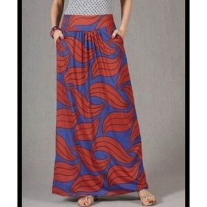 BODEN Anthropologie Purple and Orange Printed Bohemian Maxi Skirt 6L